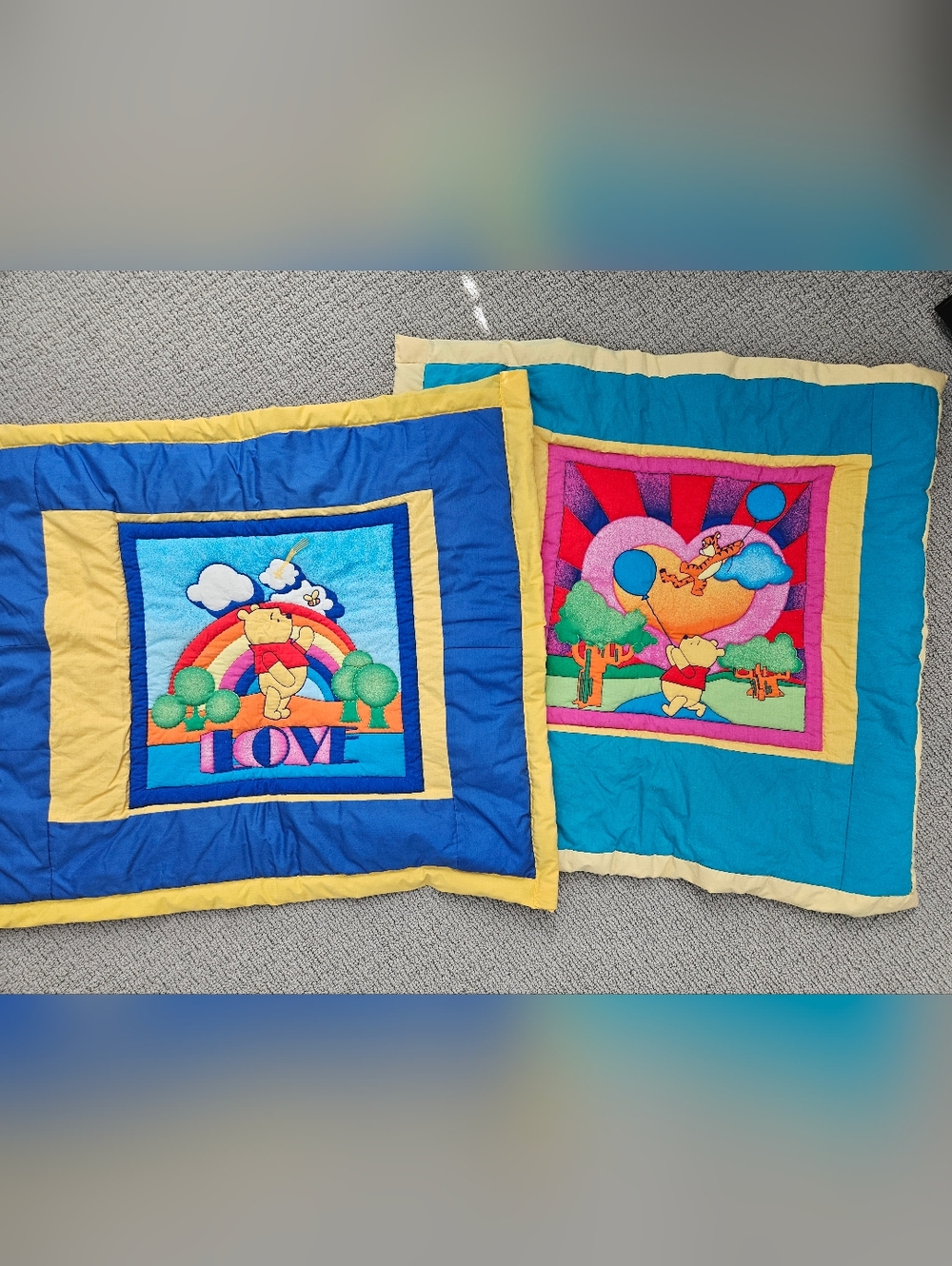 Winnie the Pooh Vintage Handmade Quilted Activity Play Mat Crib Blanket